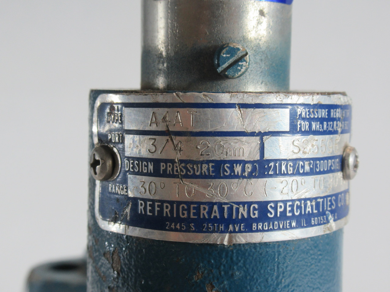 Refrigerating Specialties A4AT Pressure Regulator 3/4" Port 300 psig USED