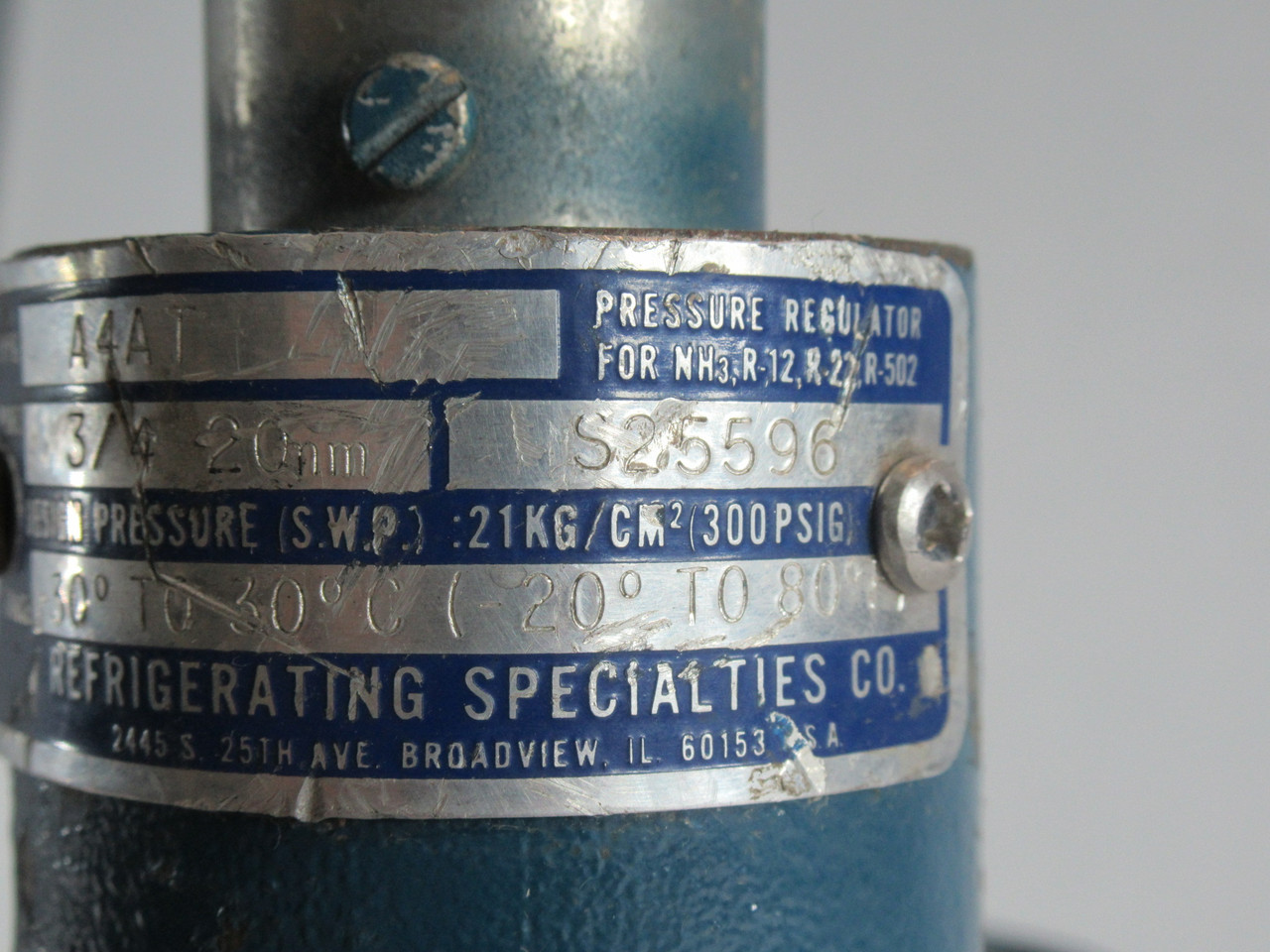 Refrigerating Specialties A4AT Pressure Regulator 3/4" Port 300 psig USED