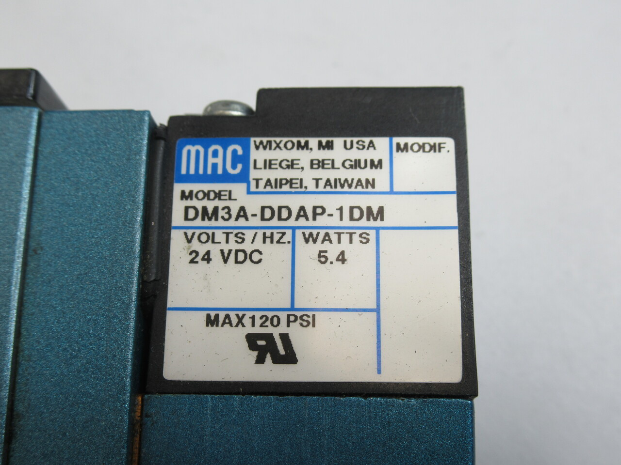 MAC Valves 92B-FAB-000-DM-DDAP-1DM Solenoid Valve 24VDC NO GASKET USED