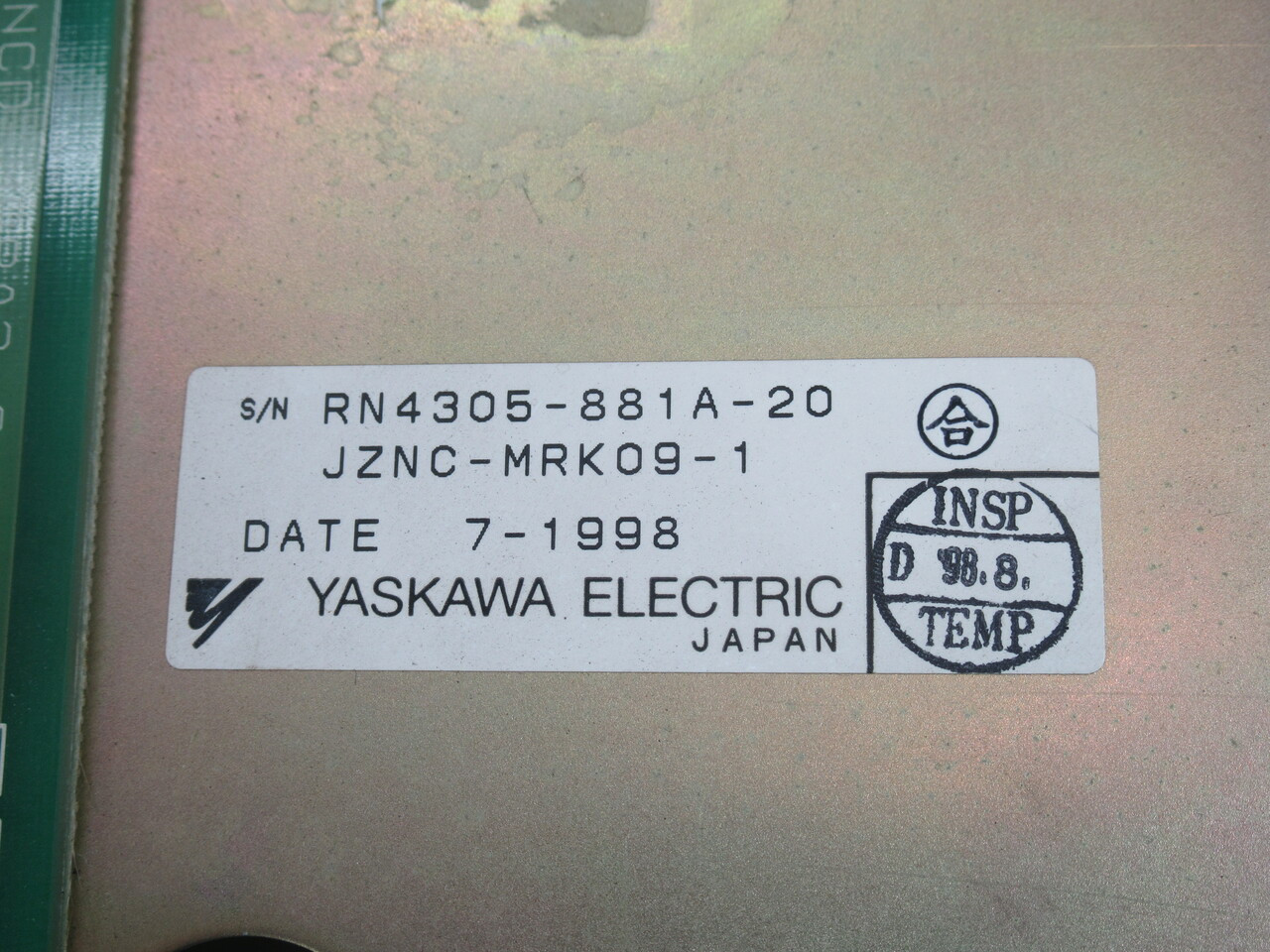 Yaskawa JZNC-MRK09-1 Backplane 6-Slot USED