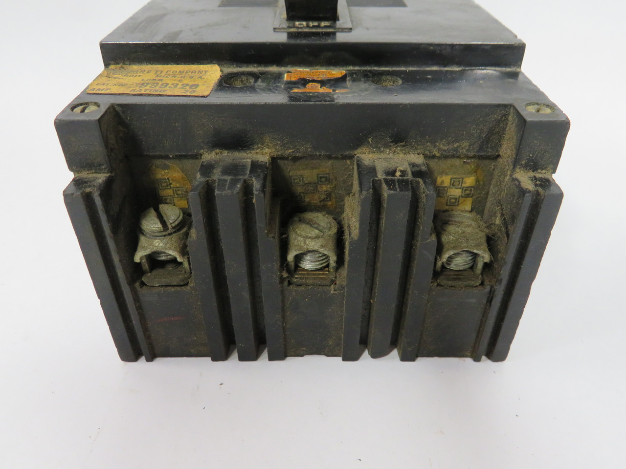 Square D 999320 Circuit Breaker 20A 600VAC 3-Pole DMG LABEL USED