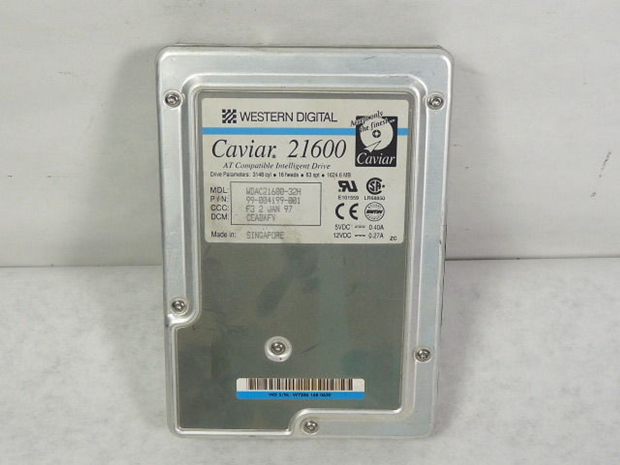 Western Digital WDAC21600-32H Caviar Hard Drive 1GB ATA/33 5200RPM 3.5" USED