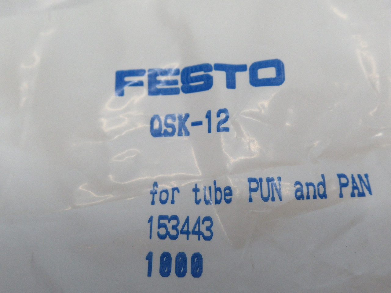 Festo 153443 QSK-12 Self-Sealing Push-In Straight Connector 12mm Tube NWB