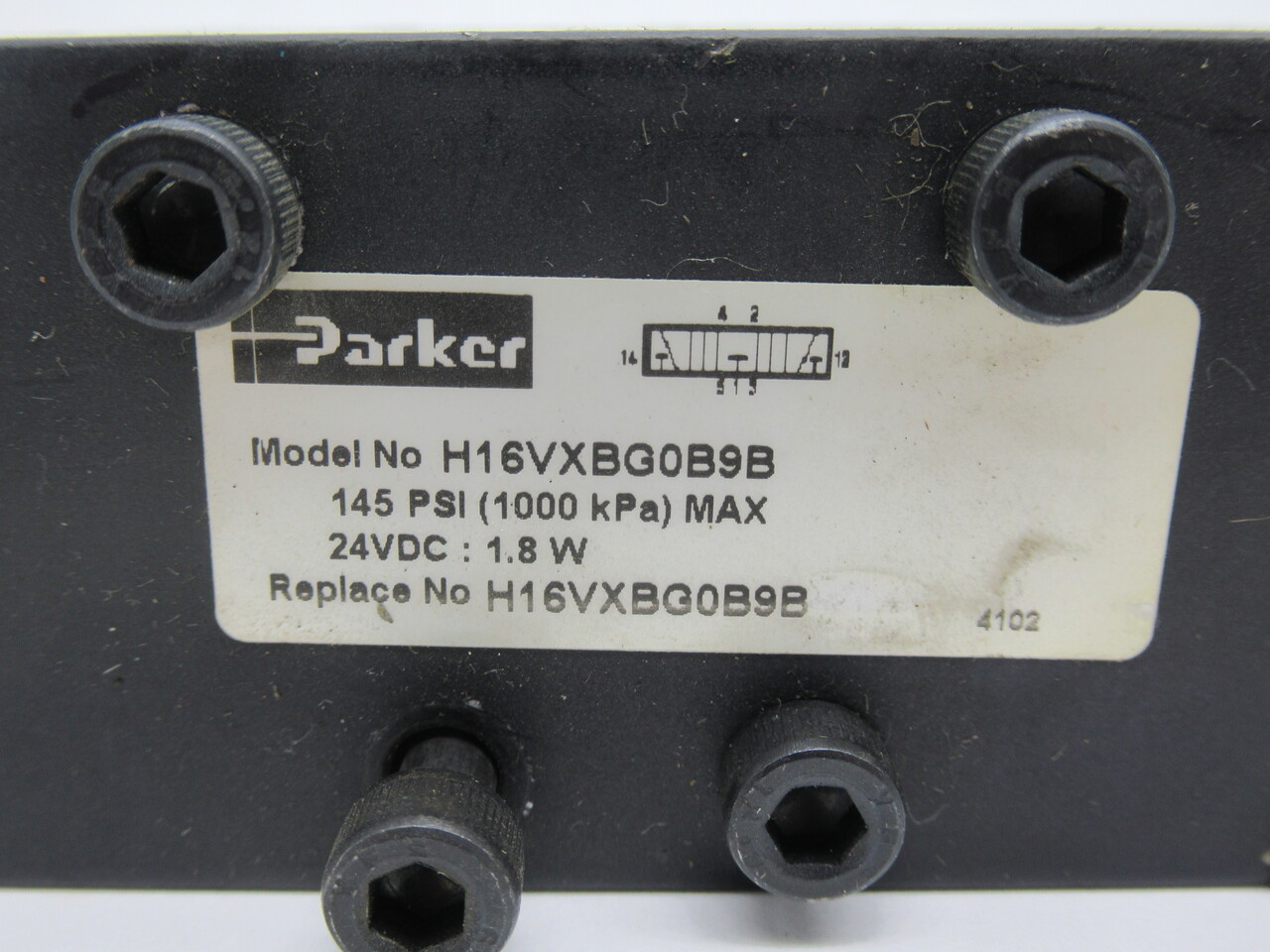 Parker H16VXBG0B9B Double Solenoid Valve 24VDC 1.8W 145 psi 1000 kPa NOP