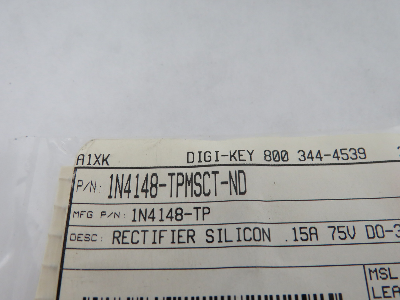 MCC 1N4148-TP 1N4148-TPMSCT-ND Silicon Rectifier .15A 75V 10-Pack NOP