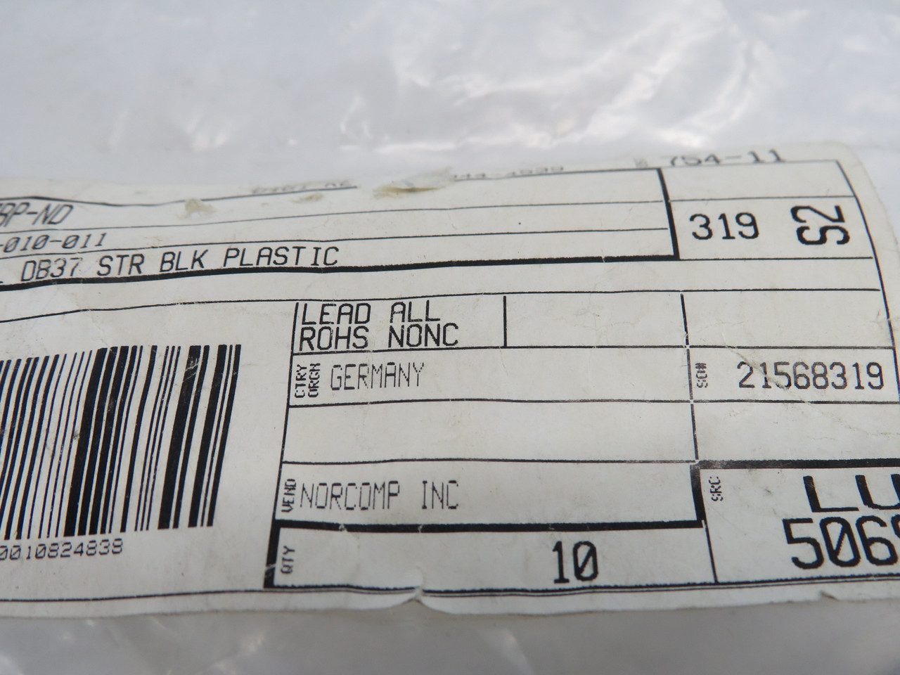 NorComp 973-037-010R011 Black Plastic Cable Connector Outer Shell Lot of 3 NWB