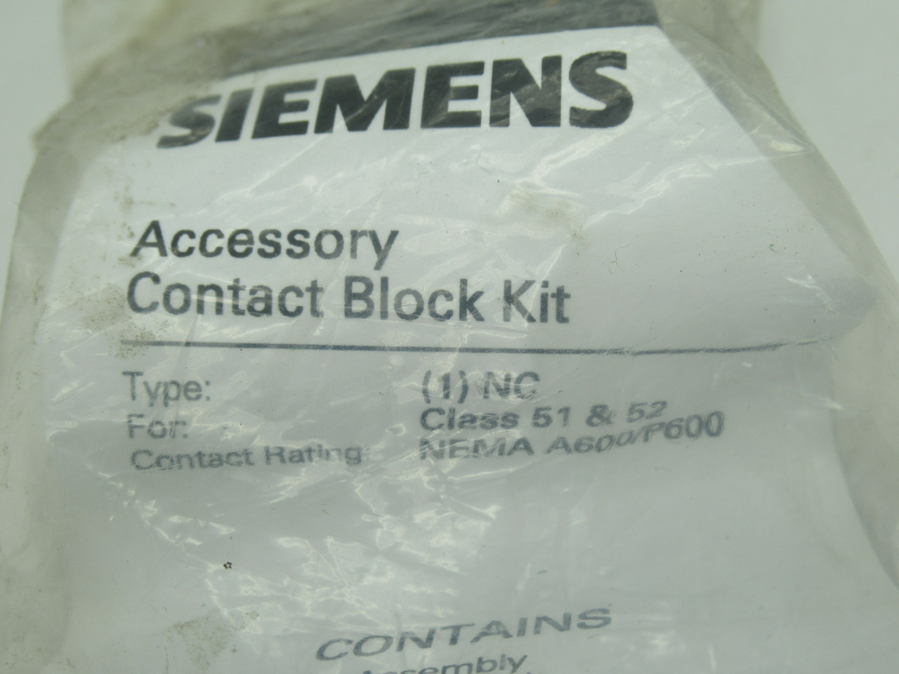 Siemens 52BAJ Contact Block Kit for Class 51 & 52 A600/P600 1NC SHELF WEAR NWB