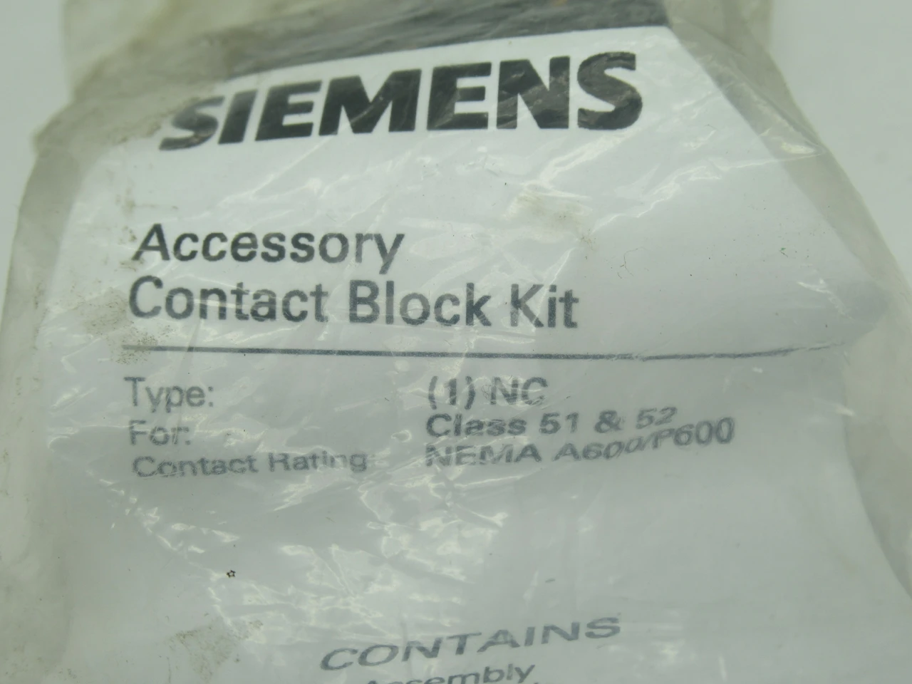 Siemens 52BAJ Contact Block Kit for Class 51 & 52 A600/P600 1NC SHELF ...