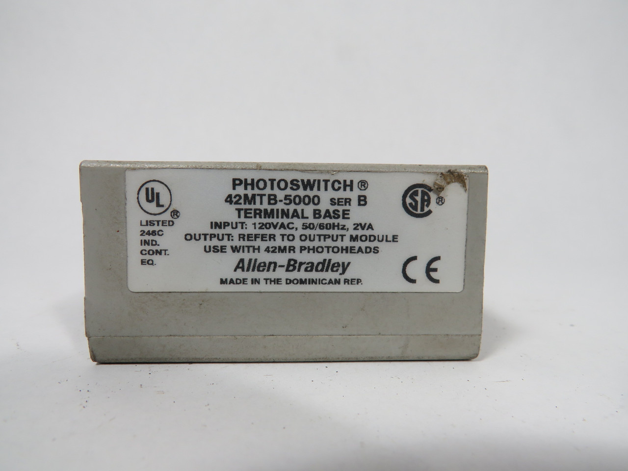 Allen-Bradley 42MTB-5000 PhotoSwitch Terminal Base Series B MISSING SCREWS USED