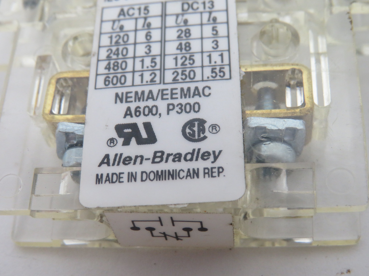 Allen-Bradley 195-GA11 Series A Auxiliary Contact Block 1NO 1NC 690V 10A USED