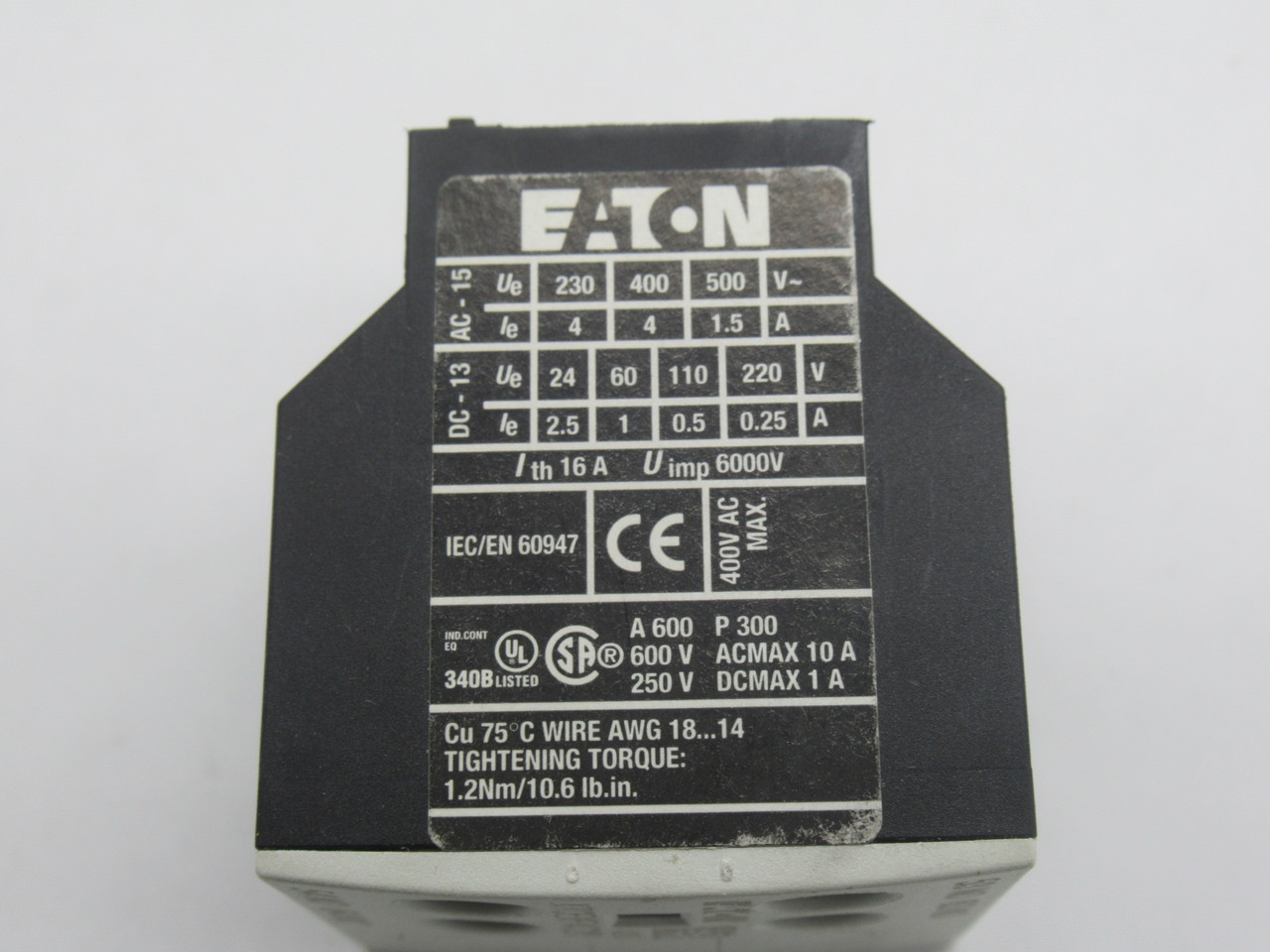 Eaton XTCEXFAC20 Auxiliary Contact Block 500V 1.5A 16A 2NO SHELF WEAR NOP