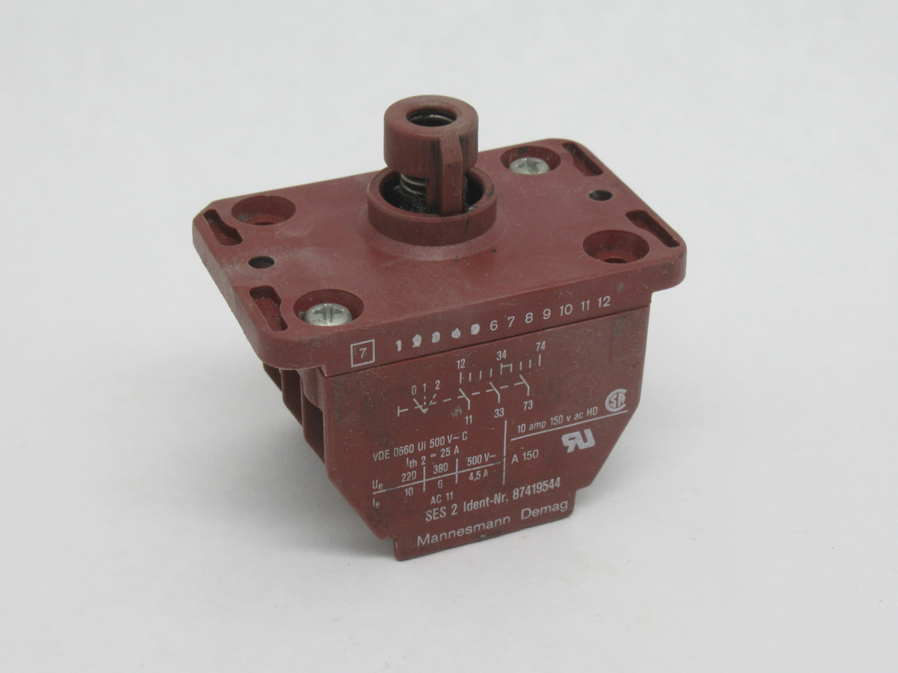 Mannesmann Demag 87419544 SES2 Contact Block 150V 10A NO MOUNT SCREWS USED