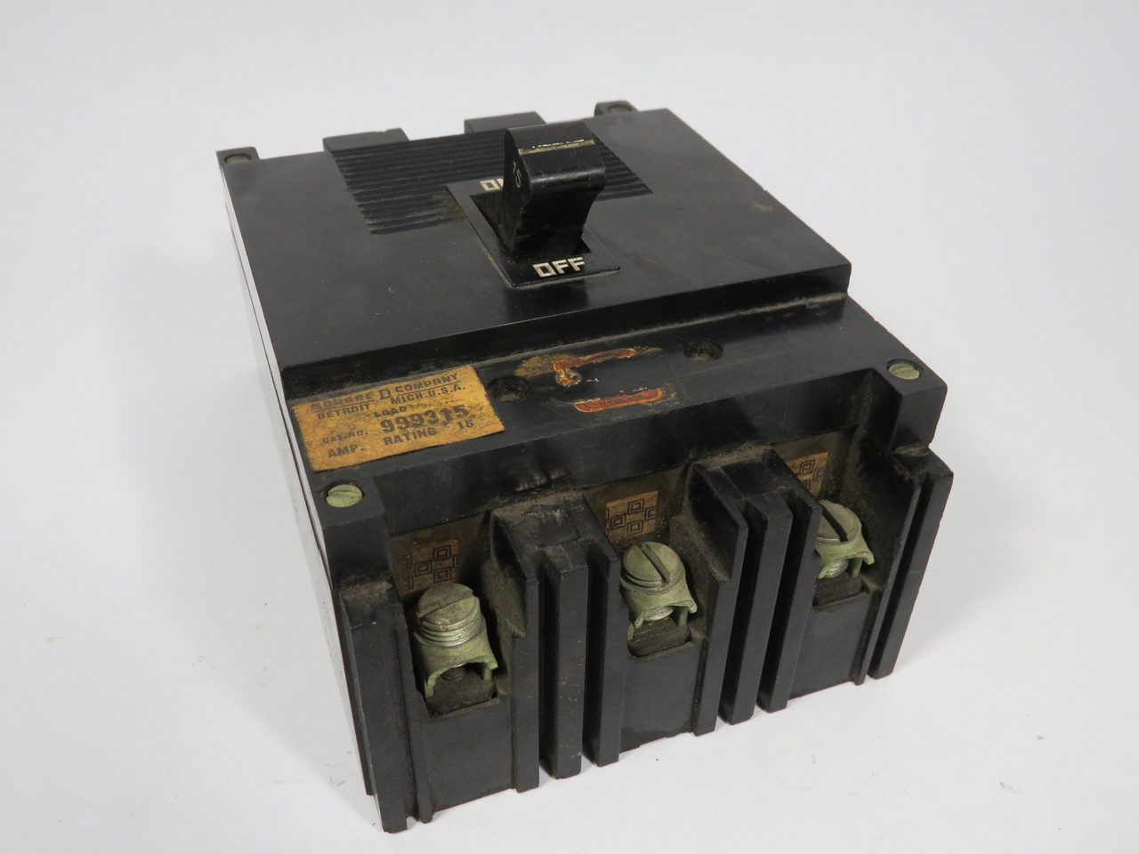 Square D 999315 Circuit Breaker 15A 600VAC 3-Pole USED