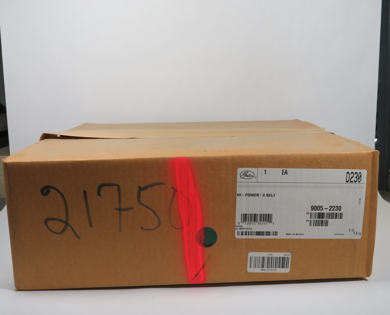 Gates D230 9005-2230 Hi-Power II V-Belt 233"L 1.25"W .75"T SHELF WEAR NEW