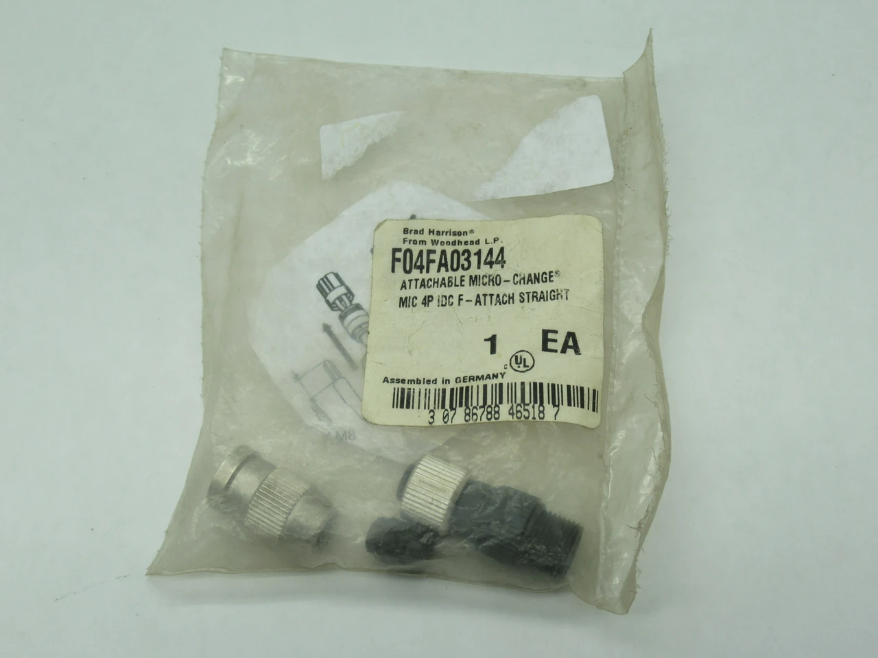 Woodhead F04FA03144 Micro Change Connector 4-Pole Female M12 SHELF WEAR NWB