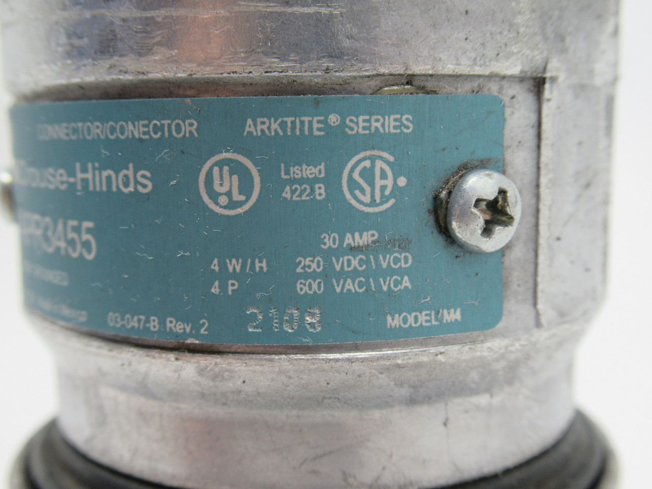 Cooper Crouse-Hinds APR3455 Model M4 Connector 30A 250VDC 600VAC 4W 4P USED