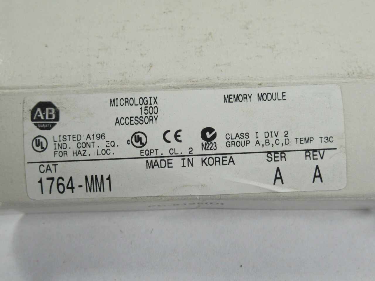 Allen-Bradley 1764-MM1 MicroLogix Memory Module Series A Rev A BOX DAMAGE NEW
