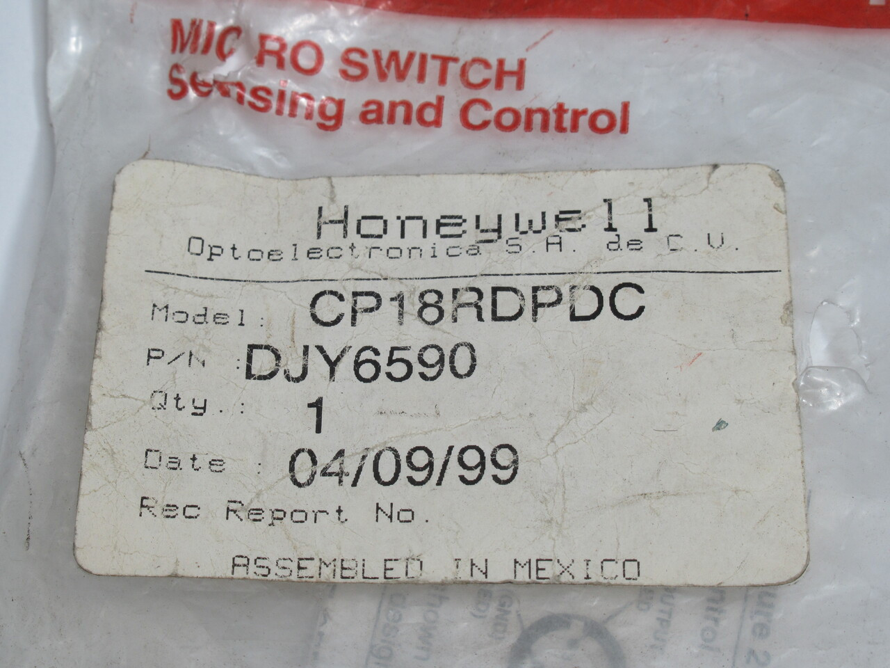 Honeywell CP18RDPDC Thru-Beam Photoelectric Receiver 10-30VDC HOLEY BAG NWB