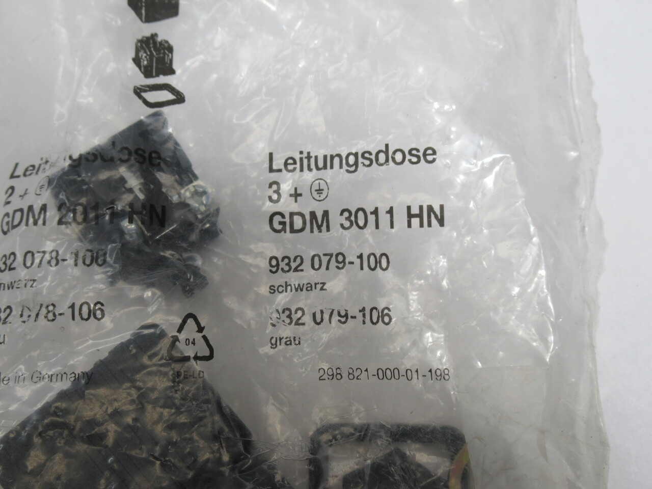 Hirschmann 932-079-100 GDM 3011 HN Valve Connector 3P+G Black HOLEY BAG NWB