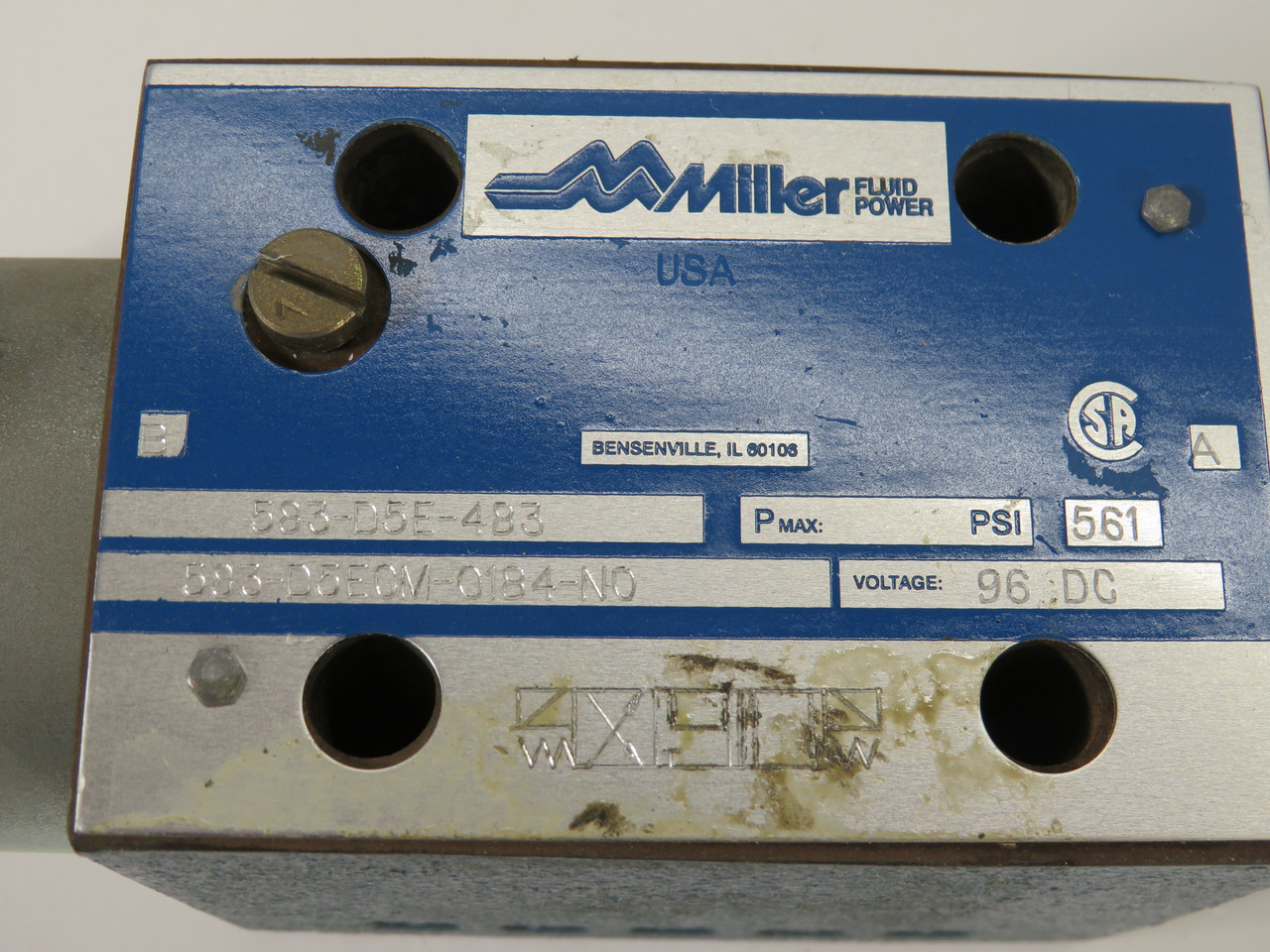 Miller 583-D5ECM-0184-N0 Directional Control Valve 96VDC 0.52A PAINT USED