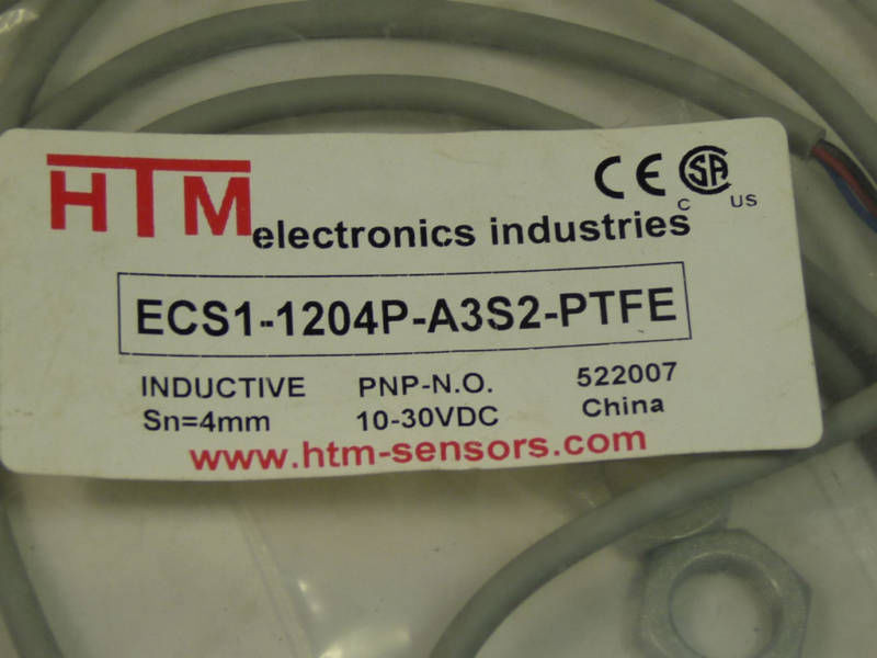 HTM ECS1-1204P-A3S2-PTFE Inductive Proximity Switch 10-30VDC 4mm PNP NO NWB
