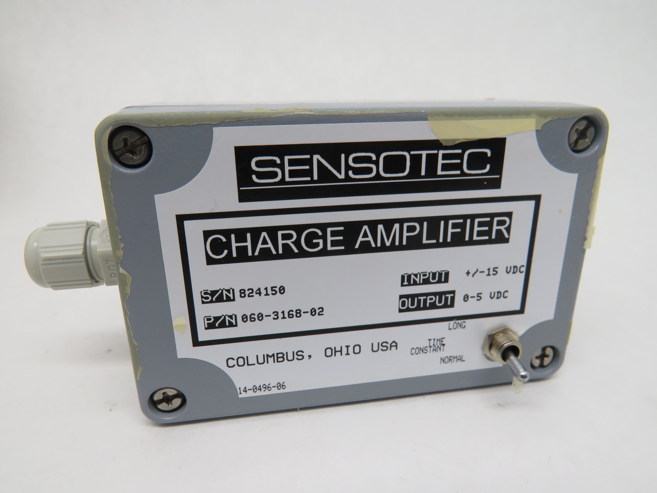 Sensotec 060-3168-02 Charge Amplifier Input 15VDC Output 0-5 VDC NEW