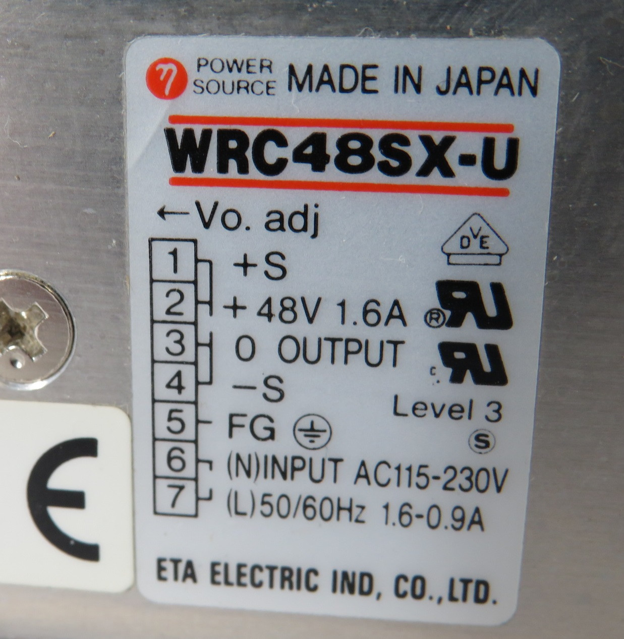 ETA Electric WRC48SX-U AC/DC Converter w/Bracket 48V 1.6A 115-230V 1.6-0.9A USED