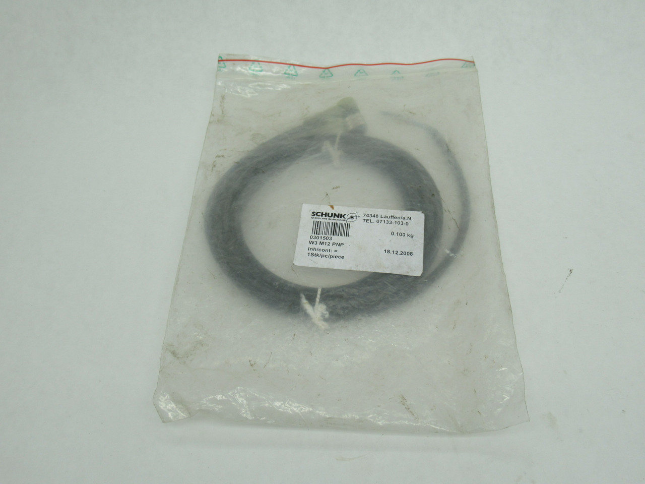 Schunk 0301503 Connection Cable Angled Socket M12 3-Wire Female SHELF WEAR NWB