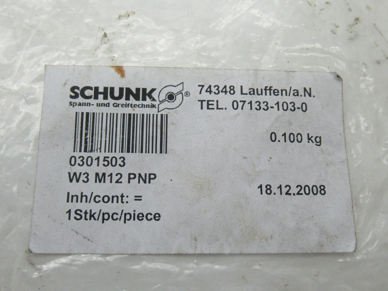 Schunk 0301503 Connection Cable Angled Socket M12 3-Wire Female SHELF WEAR NWB