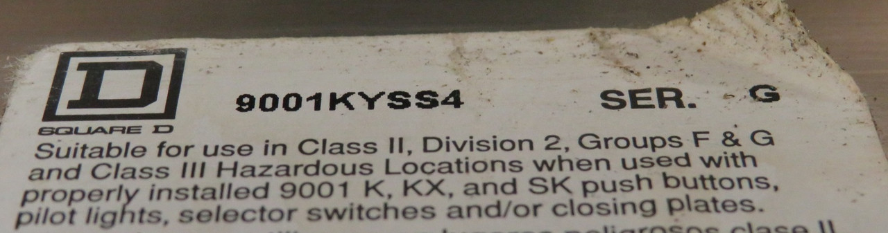Schneider Electric 9001KYSS4 Ser G 4 Hole Control Station Enclosure 30mm USED