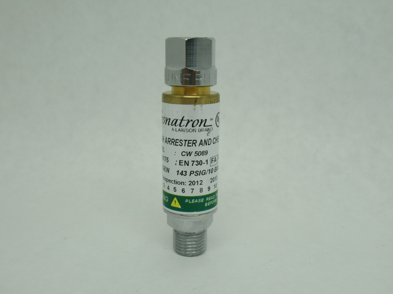 Lawson CW5089 Cronatron Flashback Arrester and Check Valve 143 psig 10 bar NOP
