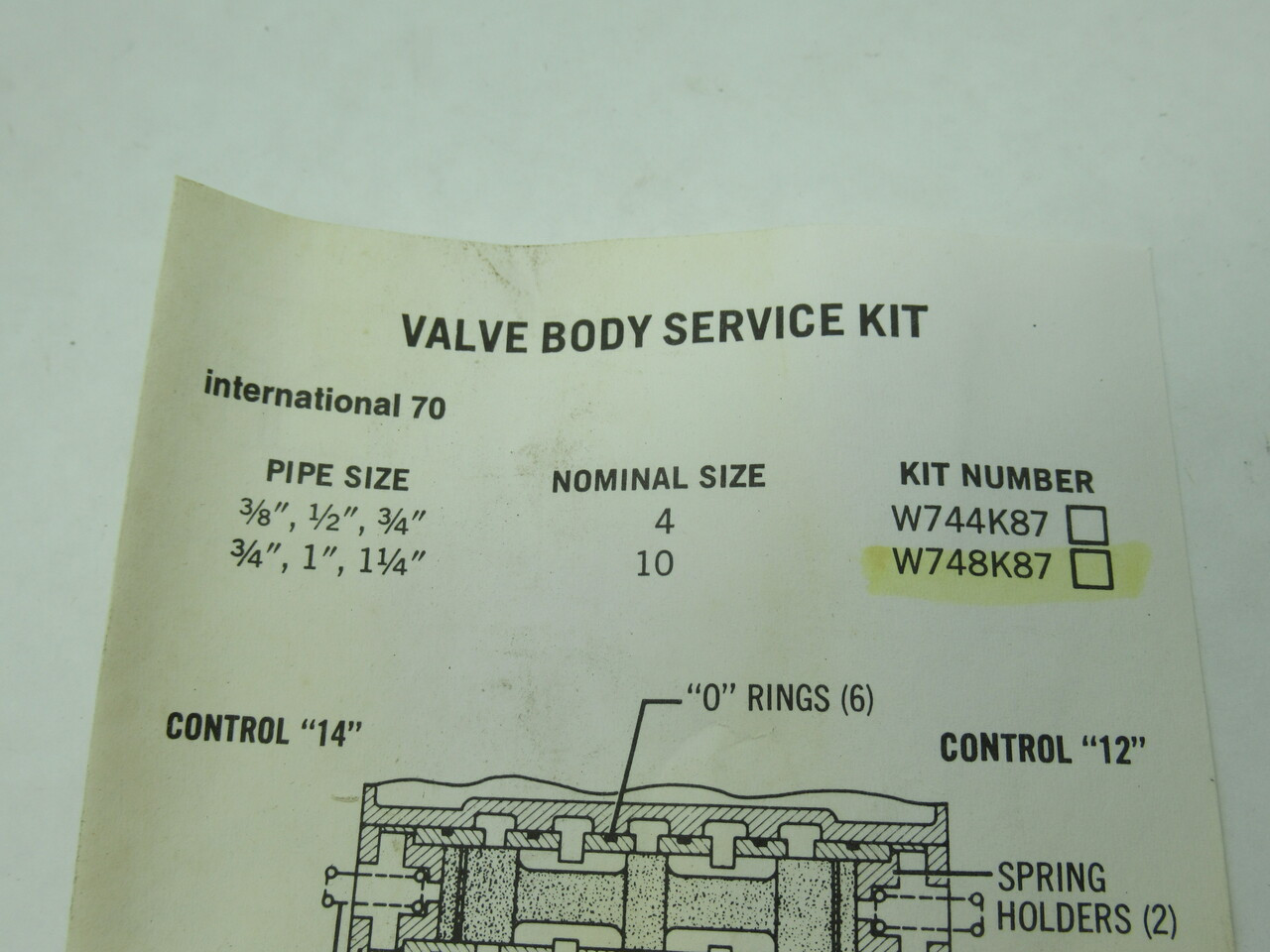 Ross W748K87 Valve Body Kit for Series W70 5/3 Size 10 3/4 to 1-1/4" BOX DMG NEW