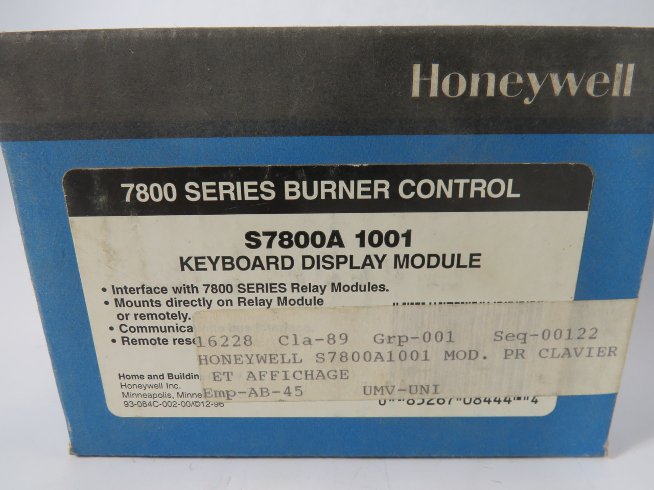 Honeywell S7800A1001 Burner Control Keyboard Display 12VDC NEW