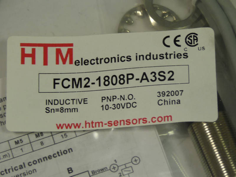 HTM FCM2-1808P-A3S2 Proximity Sensor 10-30VDC 200mA 8mm Distance NWB