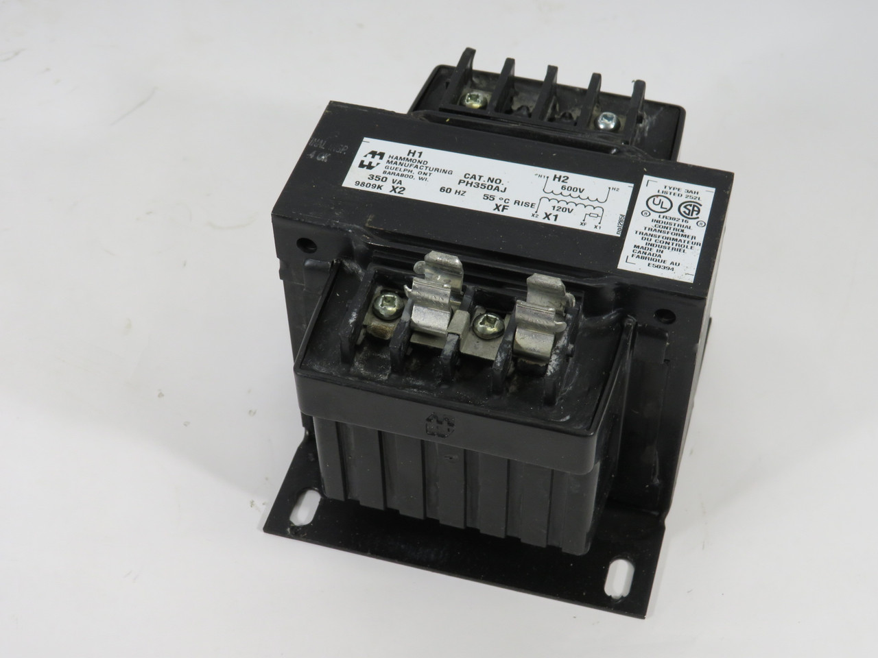 Hammond PH350AJ Control Transformer 350VA Pri. 600V Sec. 120V 60Hz 1 Phase USED
