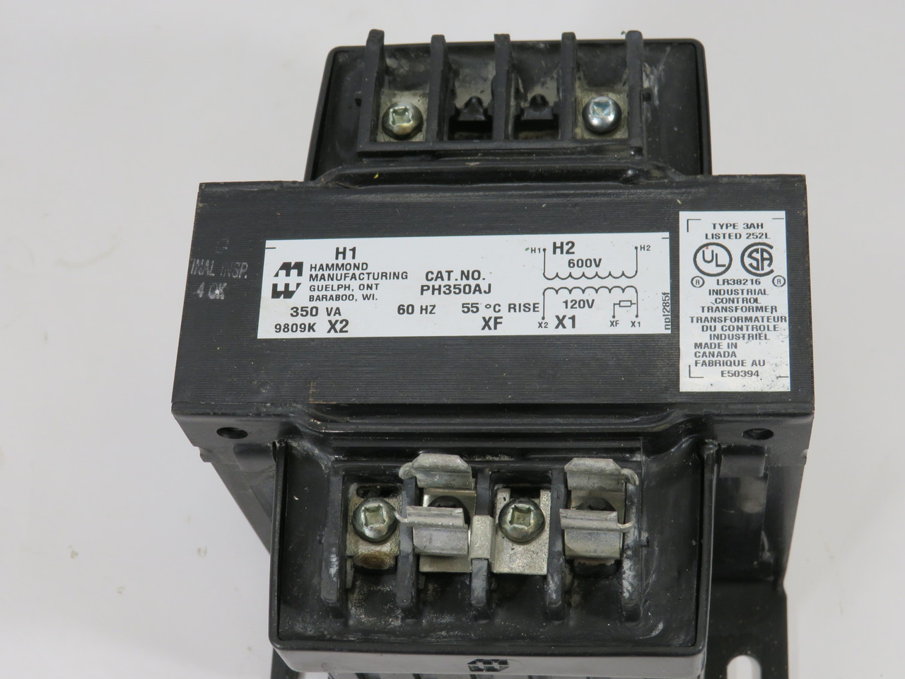 Hammond PH350AJ Control Transformer 350VA Pri. 600V Sec. 120V 60Hz 1 Phase USED