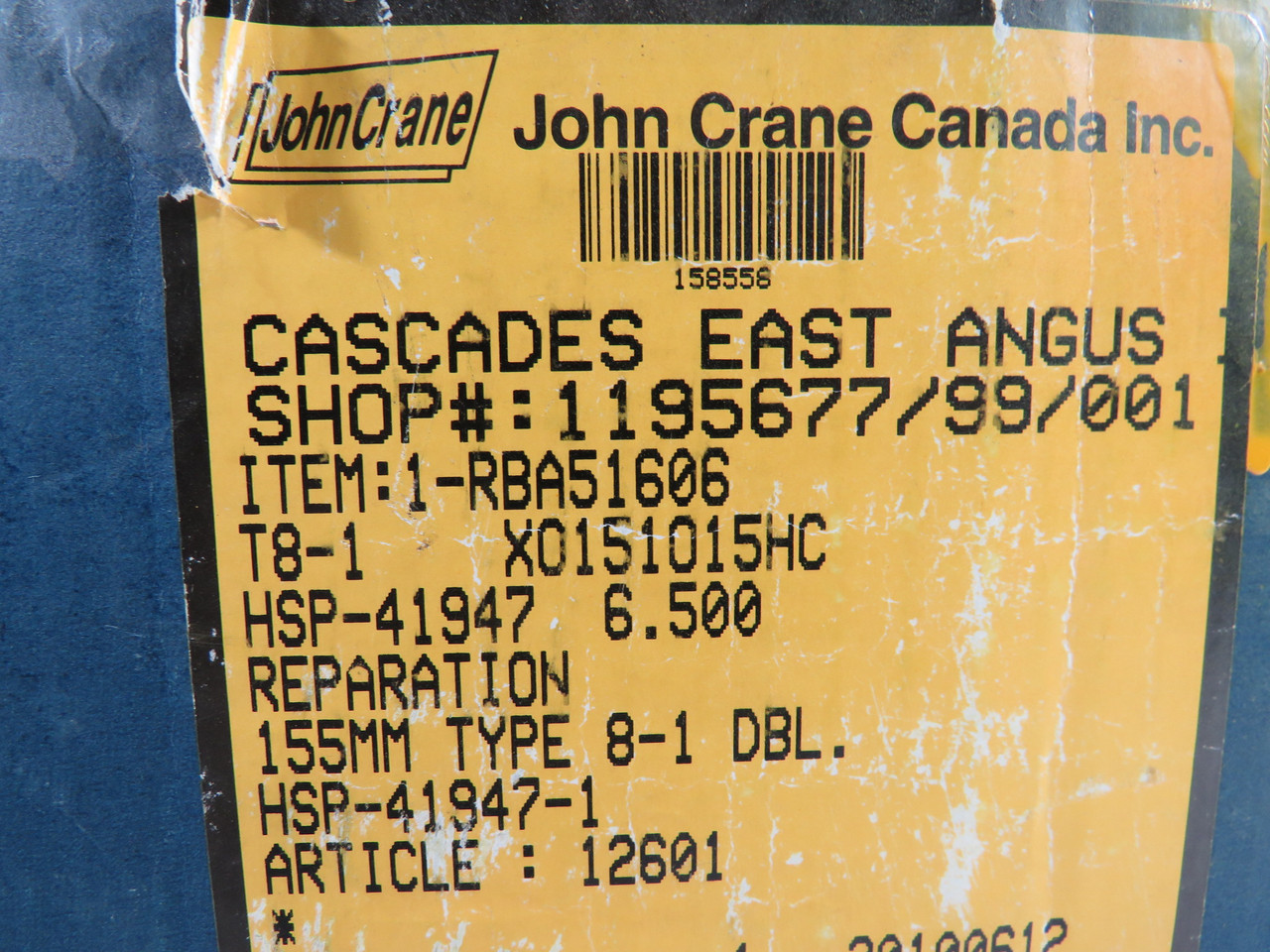 John Crane 1-RBA51606 Type 8-1 Double Mechanical Seal 155mm Dia BOX DAMAGE NEW
