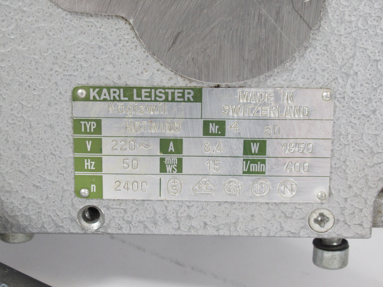 Karl Leister 1850-220 Hotwind Hot Air Blower 220V 1850W w/ Nozzle and Guard USED