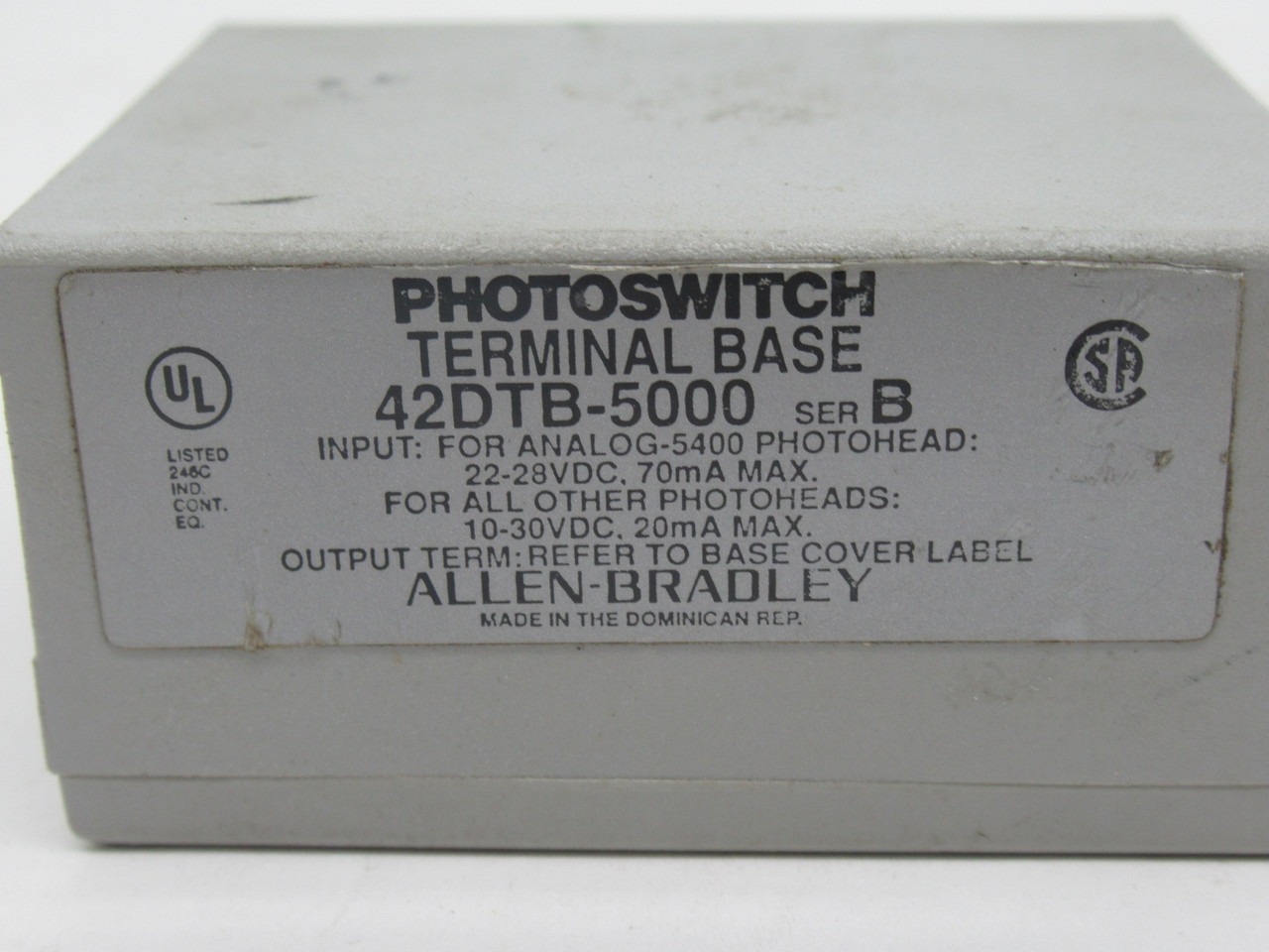 Allen-Bradley 42DTB-5000 Photoswitch Base 10-30VDC 20mA USED