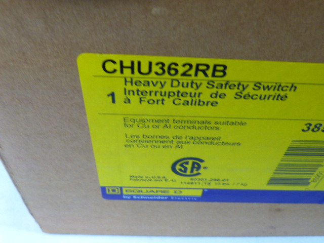 Square D CHU362RB Non-Fusible Heavy Duty Safety Switch 60A 600V 3-Pole NEW
