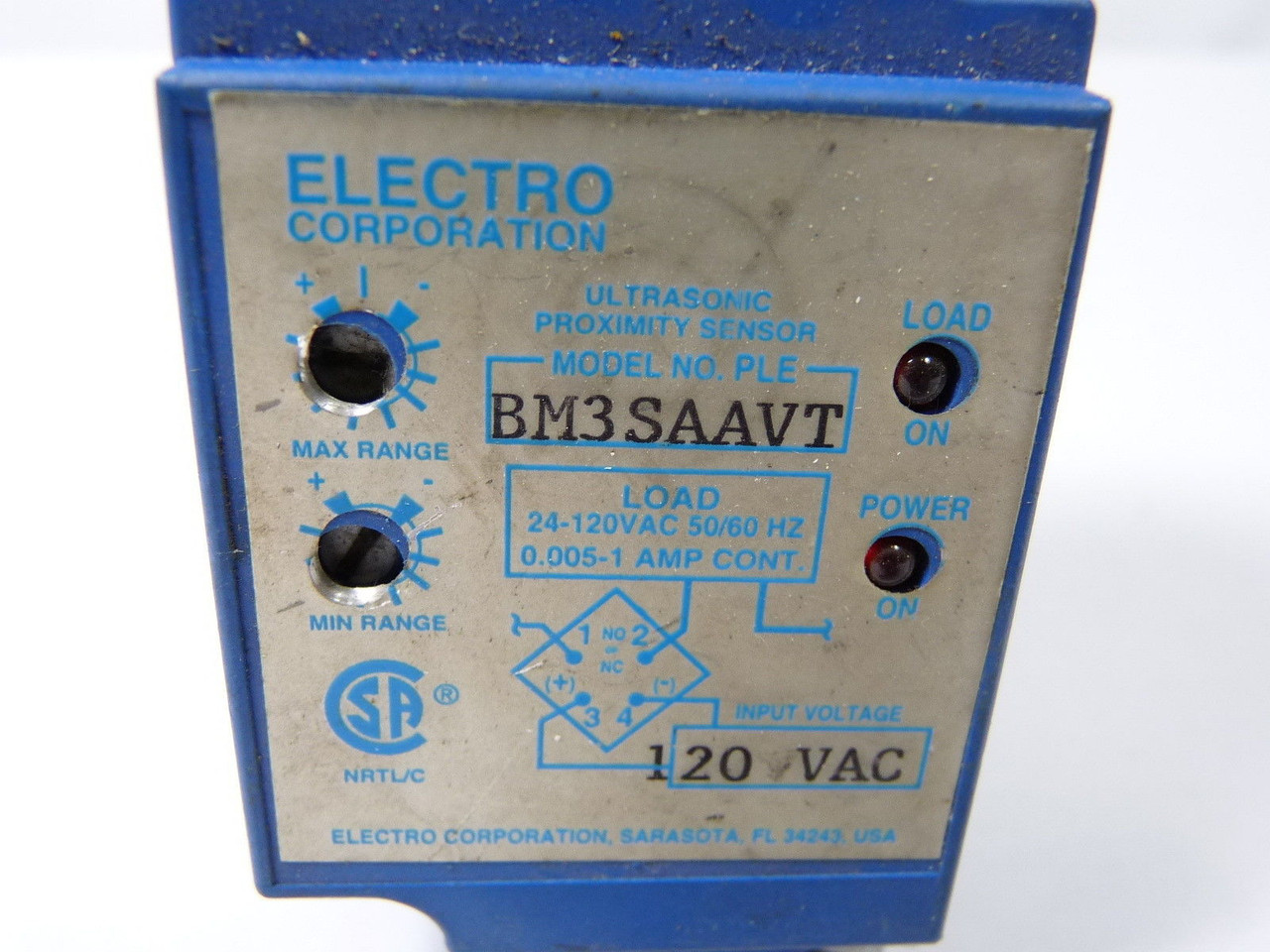 Electro BM3SAAVT Ultrasonic Proximity Sensor 24-120VAC 50/60Hz 0.005-1A USED