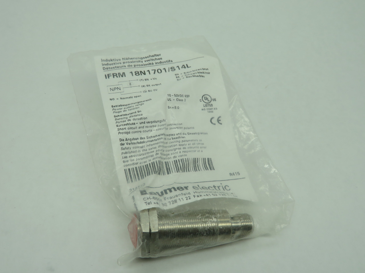BAUMER IFRM 18N1701/S14L Proximity Sensor NWB