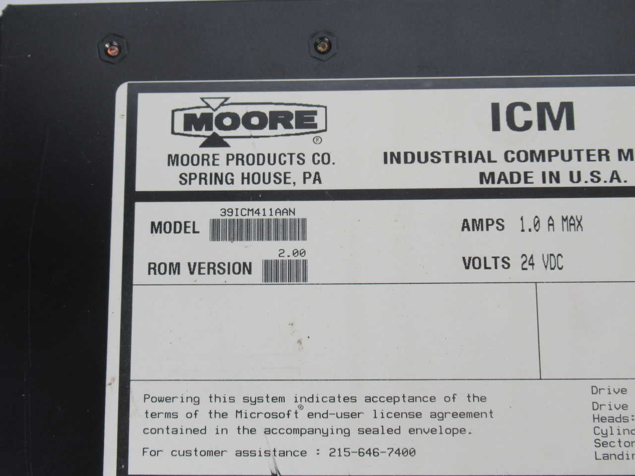 Moore 16194-25/02 39ICM41AAN Industrial Computer Module 24VDC 1.0A Max USED