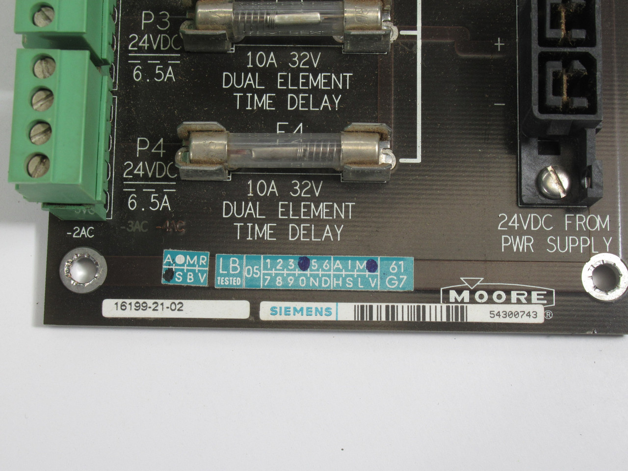 Siemens Moore 16199-21-02 Power Supply Card 24VDC from Power Supply USED