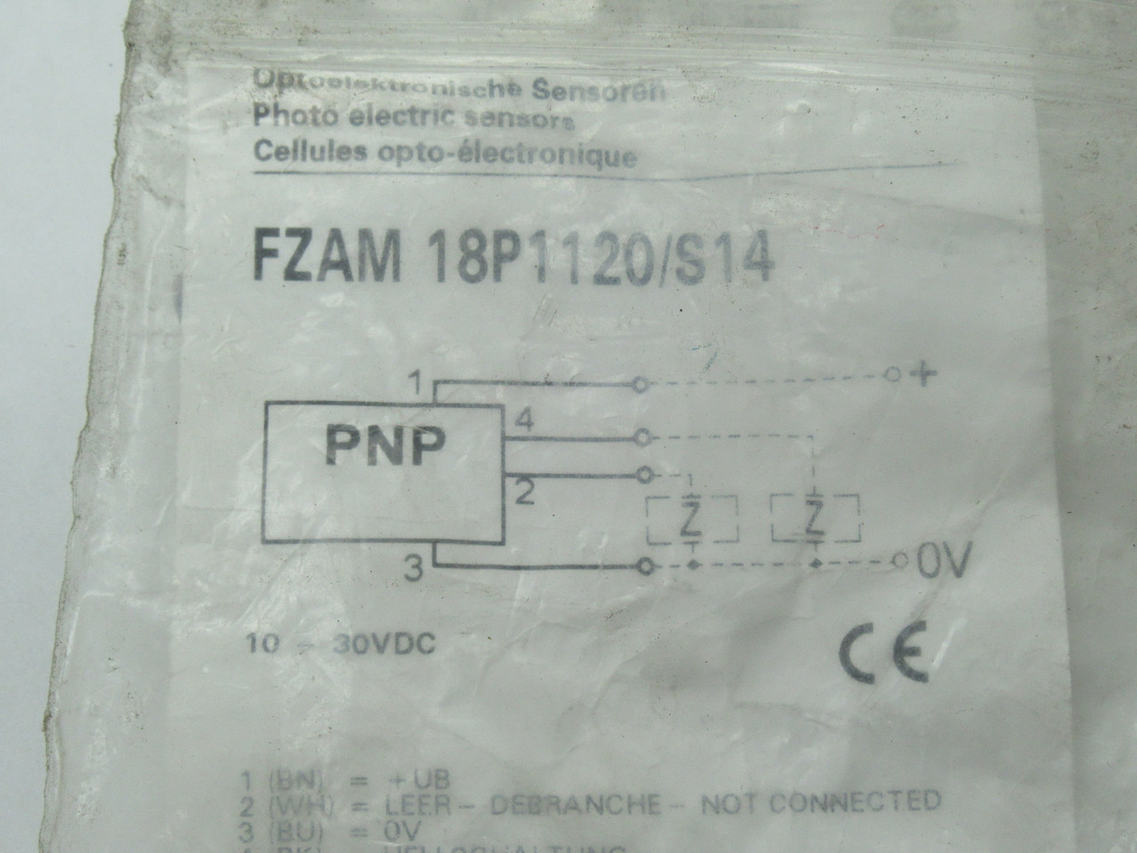 Baumer FZAM-18P1120/S14 Photoelectric Sensor 10-30VDC PNP NWB
