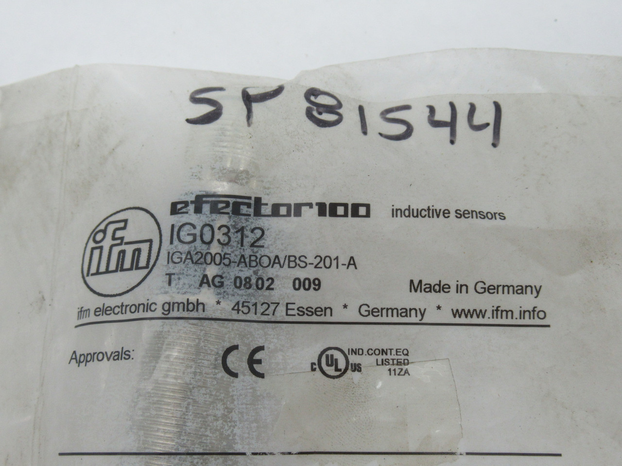 IFM Efector IG0312 Inductive Proximity Sensor 20-250VAC/DC 350mA AC 100mA DC NWB