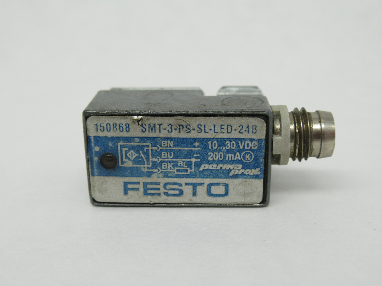 Festo 150868 SMT-3-PS-SL-LED-24B Proximity Sensor 10-30VDC 200mA PNP NO USED