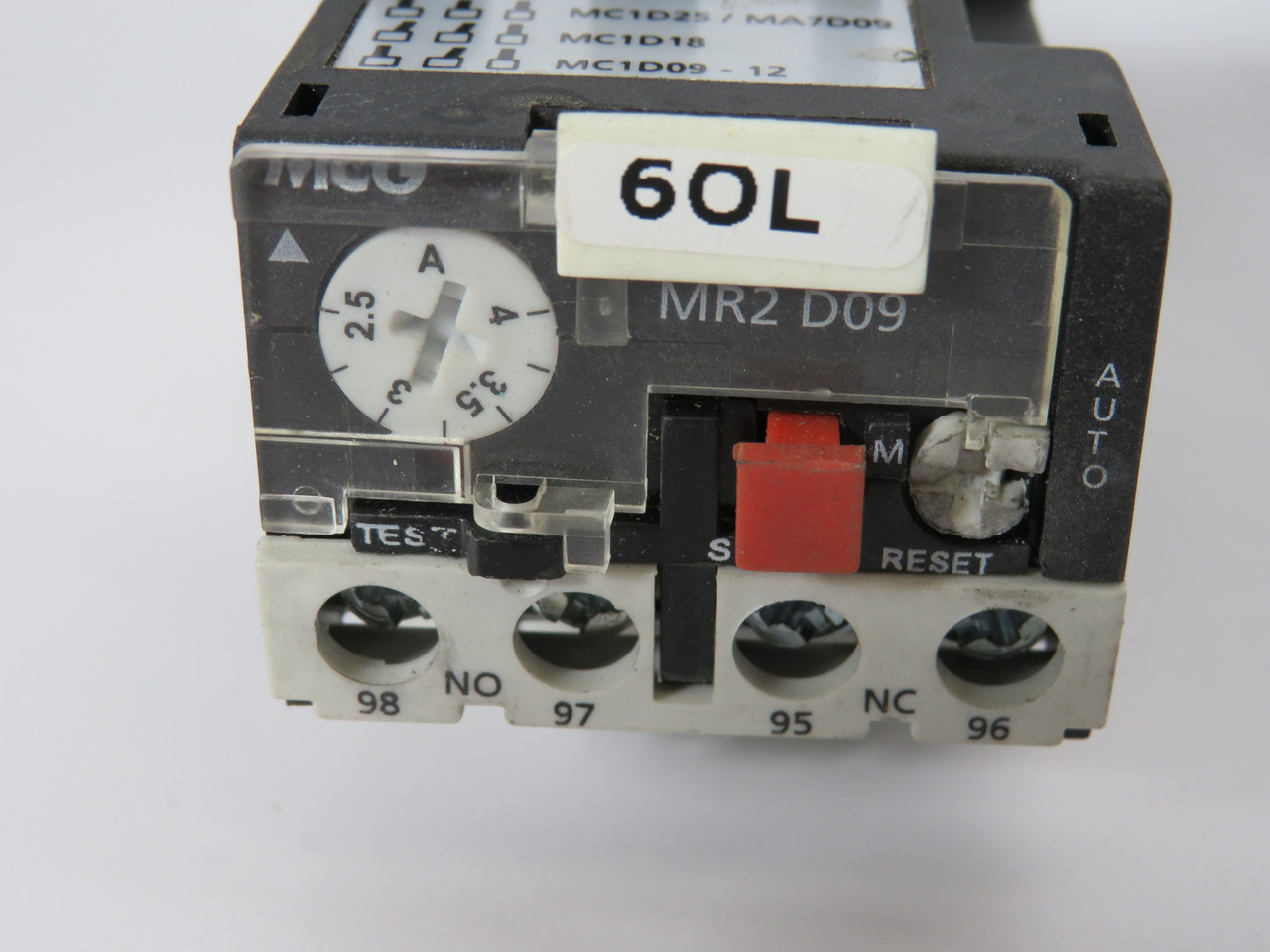 MCG MR2D09308 Thermal Overload Relay 2.50-4A 3P USED