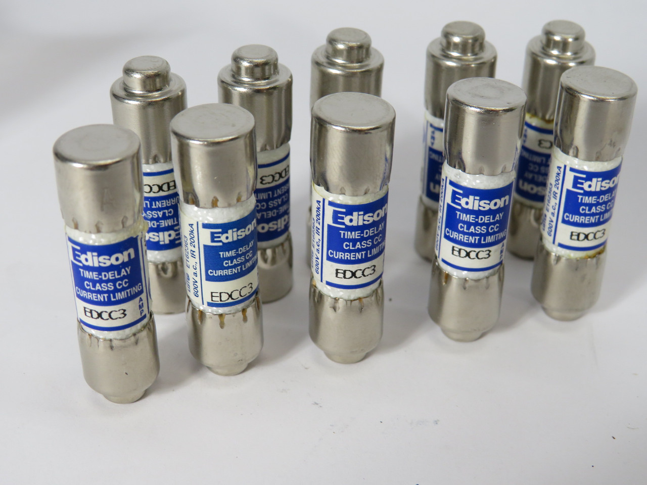 Edison EDCC3 Time Delay Current Limiting Fuse 3A 600VAC Lot of 10 USED