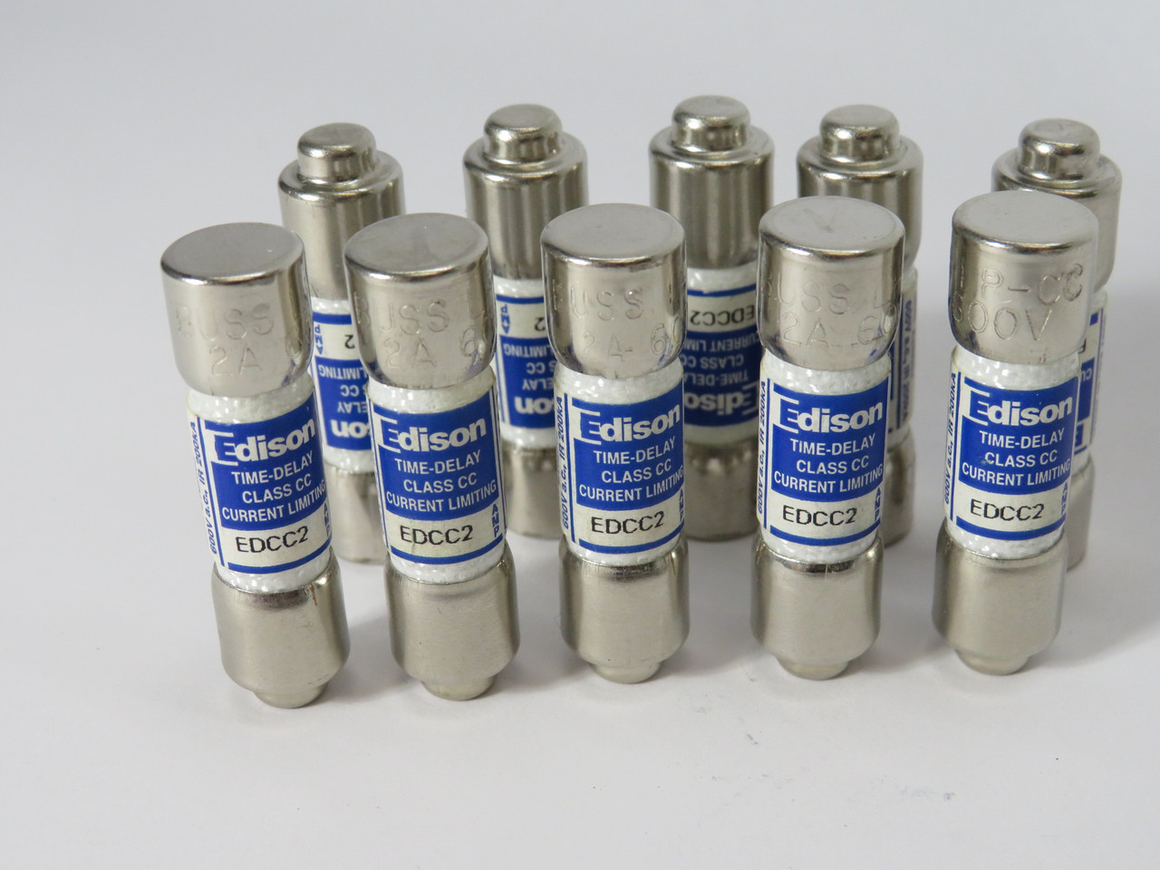 Edison EDCC2 Time Delay Current Limiting Fuse 2A 600VAC Lot of 10 USED